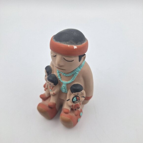Cleo Teissedre Navajo Figurine Ceramic Children Father Vintage Family Native Art - Picture 4 of 7